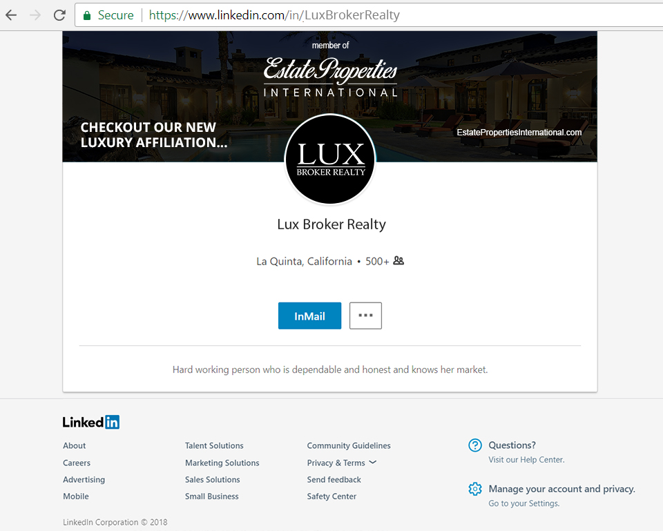 LinkedIn banner with luxury logo